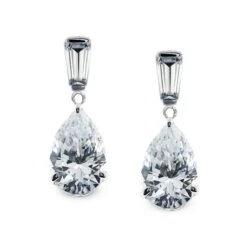 Alison Baguette Pear Drop Earrings 9K White Gold -Lustre Jewelry Shop 20072 1 a