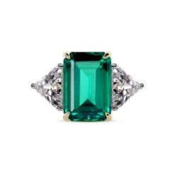 Erica Emerald Green Trilogy Ring White Gold Plated -Lustre Jewelry Shop 20930 a 1