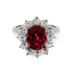 Rosemond Ruby Oval Ring White Gold Plated -Lustre Jewelry Shop 21019 a 1