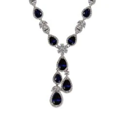 Aurelia Sapphire Pear Necklace White Gold Plated -Lustre Jewelry Shop 22281 1 b