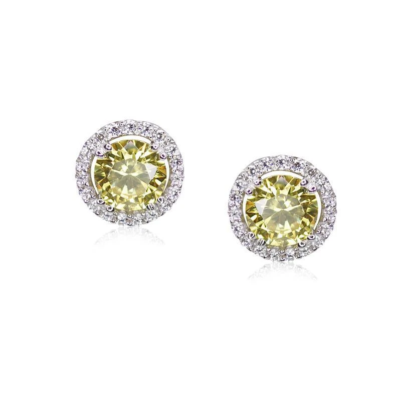 Gwyn Round Borderset Studs Yellow White Gold Plated 3 Gwyn Round Borderset Studs Yellow White Gold Plated - Image 2