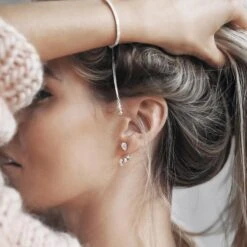 Navis Ear Jackets White Gold Plated -Lustre Jewelry Shop 23806 1 C