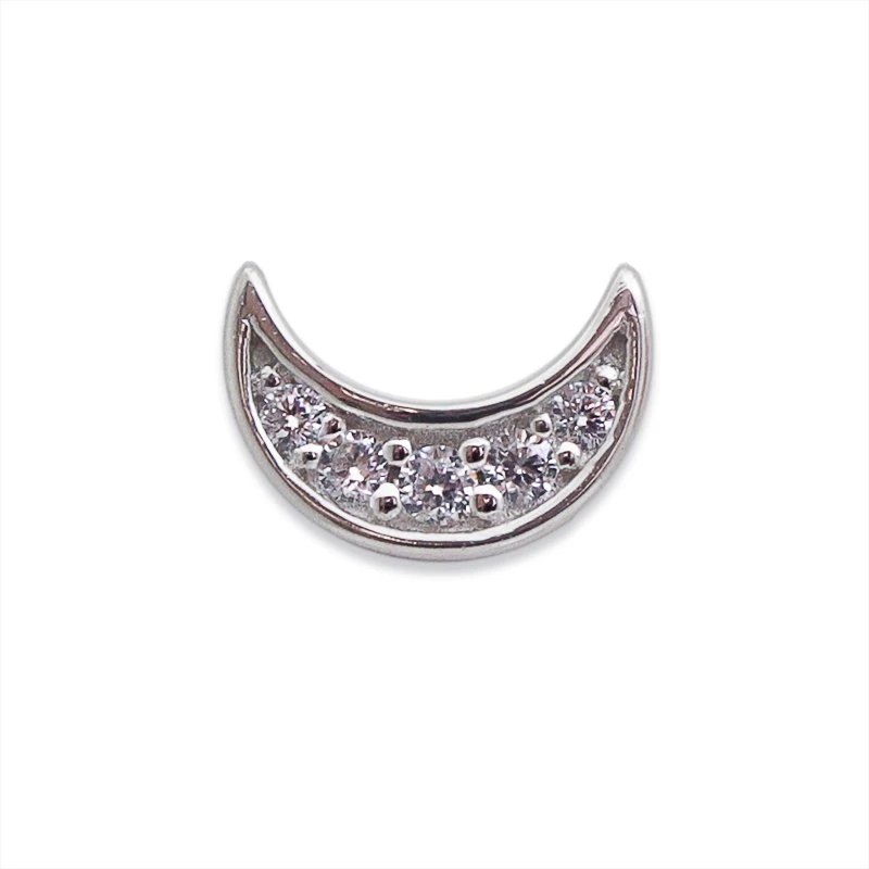 Moon Stud White Gold Plated 5 Moon Stud White Gold Plated - Image 3