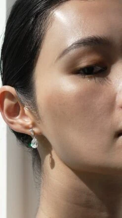 Alison Baguette Pear Drop Earrings 9K White Gold -Lustre Jewelry Shop ALISON BAGUETTE PEAR DROP EARRINGS 8D8DSKS