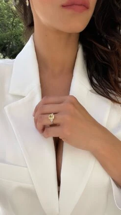 Alma Canary Radiant Ring 9K White Gold -Lustre Jewelry Shop ALMA CANARY RADIANT RING 3383883