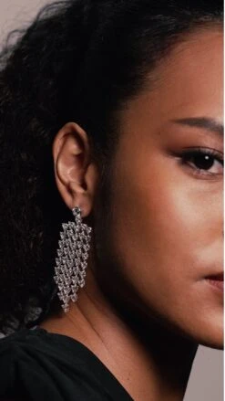 Amy Heart Chandelier Earrings White Gold Plated -Lustre Jewelry Shop AMYHEARTCHANDELIEREARRING13891