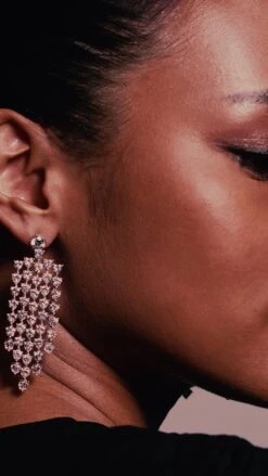 Amy Heart Chandelier Earrings White Gold Plated -Lustre Jewelry Shop AMYHEARTCHANDELIEREARRING13892