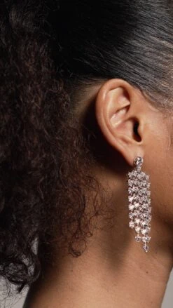 Amy Heart Chandelier Earrings White Gold Plated -Lustre Jewelry Shop AMYHEARTCHANDELIEREARRING13893