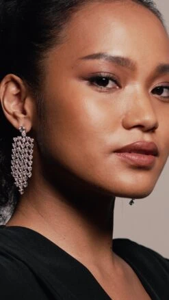 Amy Heart Chandelier Earrings White Gold Plated -Lustre Jewelry Shop AMYHEARTCHANDELIEREARRING13894