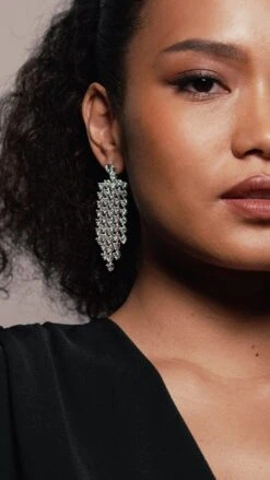 Amy Heart Chandelier Earrings White Gold Plated -Lustre Jewelry Shop AMYHEARTCHANDELIEREARRING13897