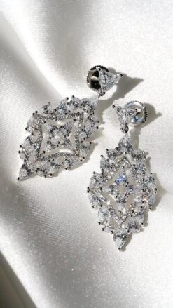 Antoinette Chandeliers White Gold Plated -Lustre Jewelry Shop ANTOINETTE CHANDELIERS WHITE GOLD PLATED IO89D