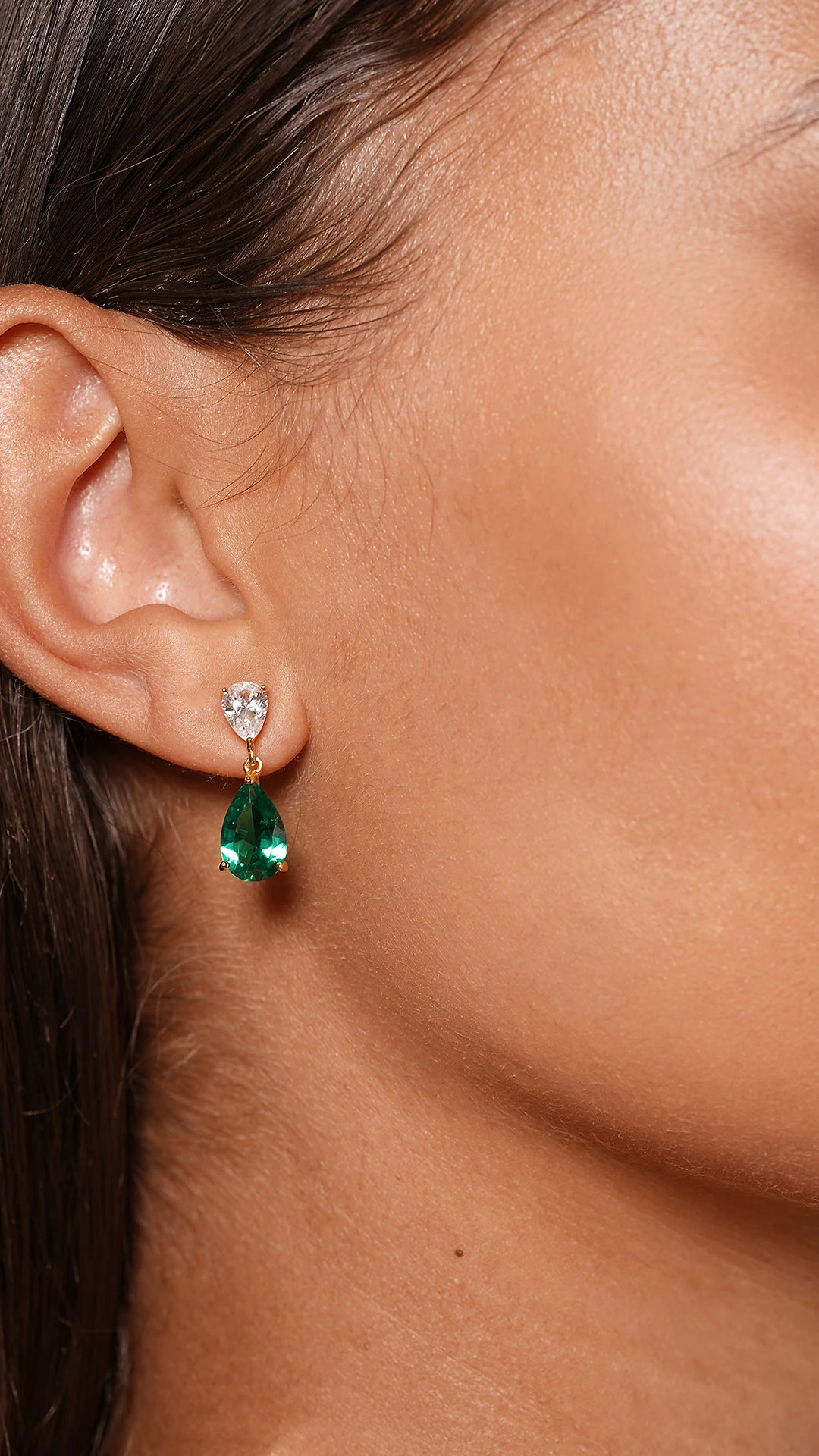 Arabella Emerald Earrings 18K Gold Vermeil 5 Arabella Emerald Earrings 18K Gold Vermeil - Image 3