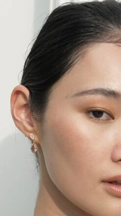 Arabella Morganite Earrings 18K Gold Vermeil -Lustre Jewelry Shop ARABELLA MORGANITE EARRINGS GOLD VERMEIL 949DJJS