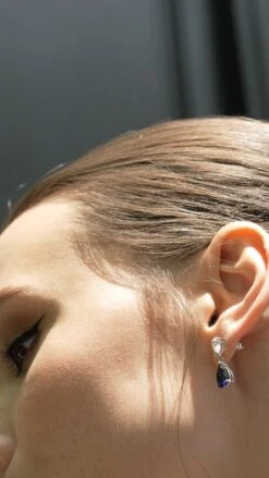 Arabella Sapphire Earrings 9K White Gold -Lustre Jewelry Shop ARABELLA SAPPHIRE EARRINGS WHITE GOLD 33993JJSS