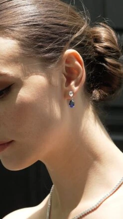 Arabella Sapphire Earrings 9K White Gold -Lustre Jewelry Shop ARABELLA SAPPHIRE EARRINGS WHITE GOLD 39393SJS