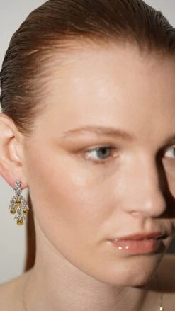 Aster Canary Chandelier Earrings White Gold Plated -Lustre Jewelry Shop ASTER SPS0S