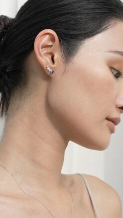 Abigail Sapphire Studs White Gold Plated -Lustre Jewelry Shop Abigail Sapphire Studs Silver 3939ddd