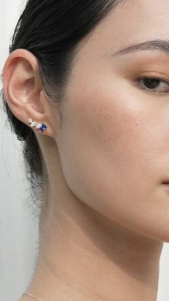 Abigail Sapphire Studs White Gold Plated -Lustre Jewelry Shop Abigail Sapphire Studs Silver 3993S