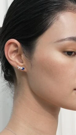 Abigail Sapphire Studs White Gold Plated -Lustre Jewelry Shop Abigail Sapphire Studs Silver 933