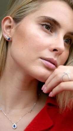 Abigail Sapphire Studs White Gold Plated -Lustre Jewelry Shop Abigail Sapphire Studs Silver KLD98S