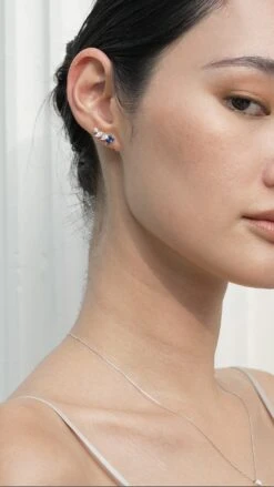 Abigail Sapphire Studs White Gold Plated -Lustre Jewelry Shop Abigail Sapphire Studs Silver SKSS00