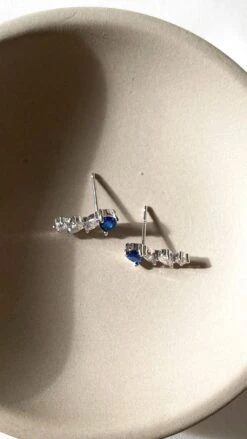 Abigail Sapphire Studs White Gold Plated -Lustre Jewelry Shop AbigailEarrings SA WG Still 1