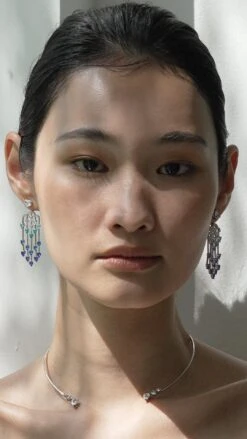 Alba Chandeliers Sapphire Rain White Gold Plated -Lustre Jewelry Shop Alba Chandeliers Sapphire Rain Silver 8DJSA