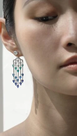 Alba Chandeliers Sapphire Rain White Gold Plated -Lustre Jewelry Shop Alba Chandeliers Sapphire Rain Silver d8d8sj