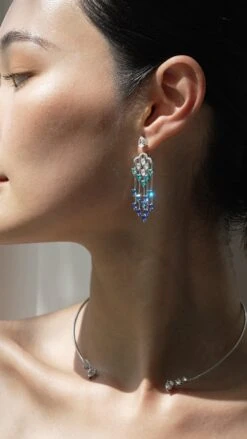 Alba Chandeliers Sapphire Rain White Gold Plated -Lustre Jewelry Shop Alba Chandeliers Sapphire Rain Silver. 8d8dsk