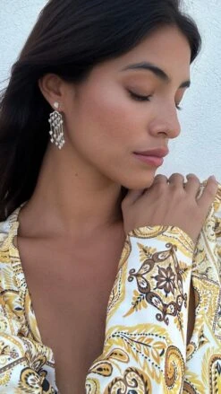 Alba Chandeliers White Gold Plated -Lustre Jewelry Shop Alba Chandeliers Silver 3737SSJ