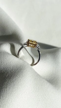 Alma Canary Radiant Ring 9K White Gold -Lustre Jewelry Shop AlmaCanaryRing Still3