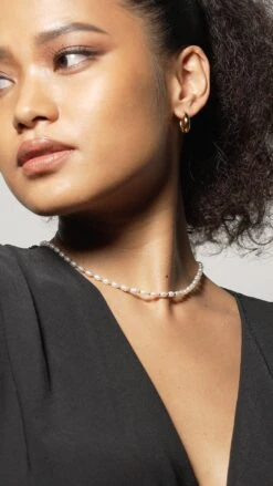 Lizzy Pearl Necklace 18K Gold Vermeil -Lustre Jewelry Shop Almond Shape Pearl Necklace 838383