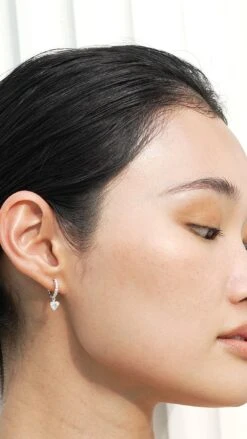 Amare Heart Hoops White Gold Plated -Lustre Jewelry Shop Amare Heart Hoops Silver E7E7S