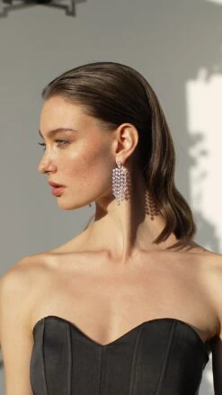 Amy Heart Chandelier Earrings White Gold Plated -Lustre Jewelry Shop Amy Heart Chandelier Earrings 338328821