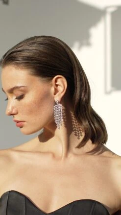 Amy Heart Chandelier Earrings White Gold Plated -Lustre Jewelry Shop Amy Heart Chandelier Earrings 353522