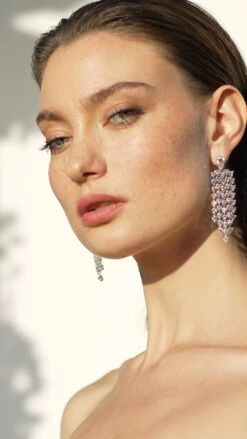 Amy Heart Chandelier Earrings White Gold Plated -Lustre Jewelry Shop Amy Heart Chandelier Earrings 444332