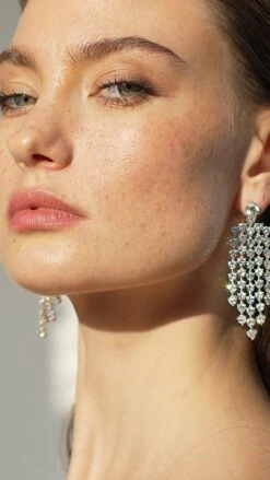 Amy Heart Chandelier Earrings White Gold Plated -Lustre Jewelry Shop Amy Heart Chandelier Earrings 63322