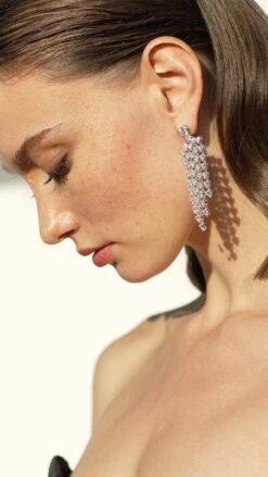 Amy Heart Chandelier Earrings White Gold Plated -Lustre Jewelry Shop Amy Heart Chandelier Earrings 6366332