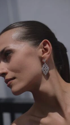 Antoinette Chandeliers White Gold Plated -Lustre Jewelry Shop Antoinette Chandeliers Silver 88DJ