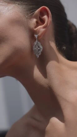 Antoinette Chandeliers White Gold Plated -Lustre Jewelry Shop Antoinette Chandeliers Silver UI7D