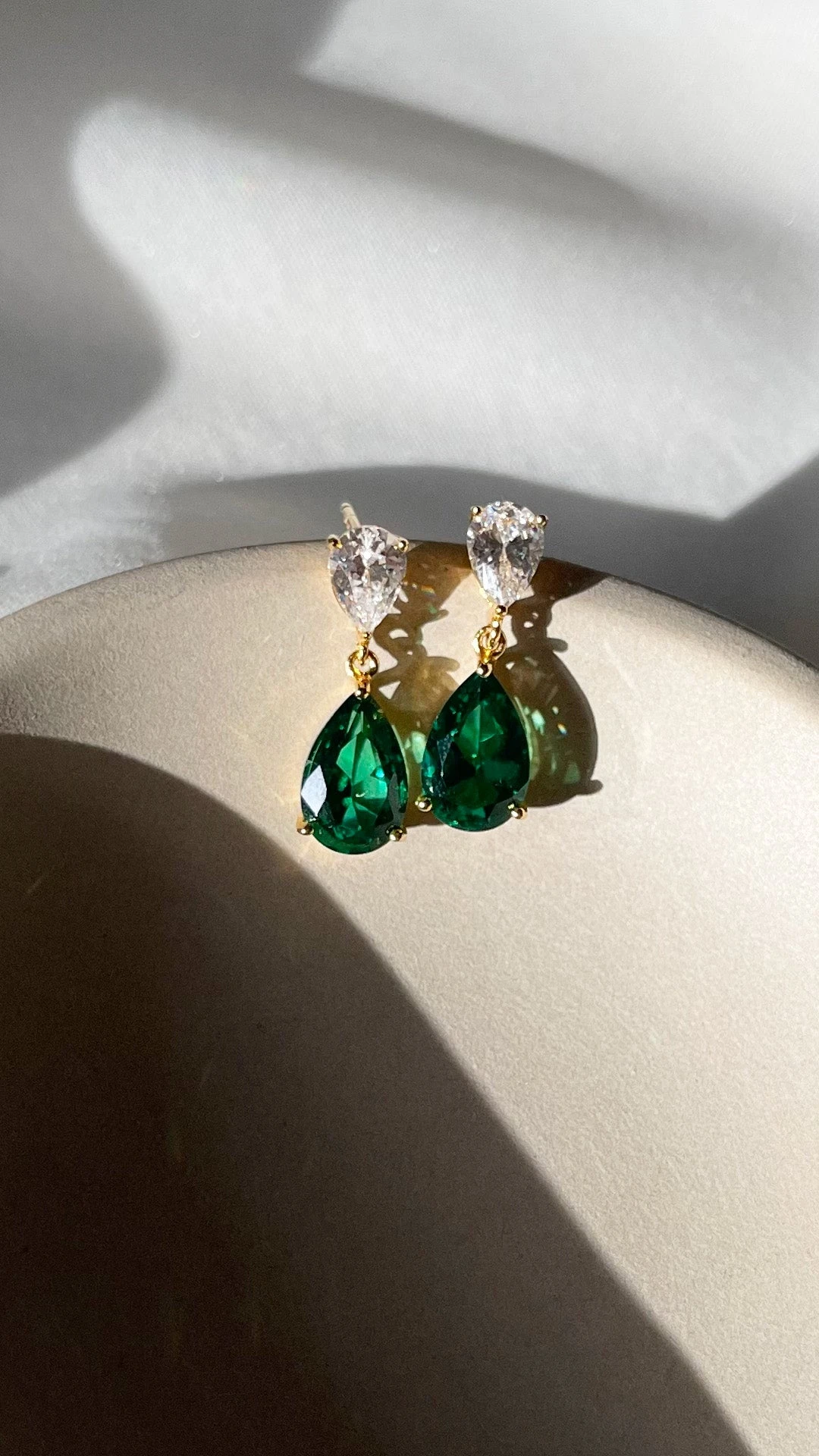 Arabella Emerald Earrings 18K Gold Vermeil 4 Arabella Emerald Earrings 18K Gold Vermeil - Image 2
