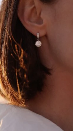 Athena Baguette Round Drops White Gold