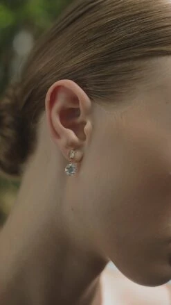 Athena Baguette Round Drops Yellow Gold -Lustre Jewelry Shop Athena Baguette Round Drops Yellow Gold OID98S9A