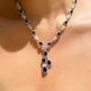 Aurelia Sapphire Pear Necklace White Gold Plated -Lustre Jewelry Shop AureliaSapphirePearDropNecklace