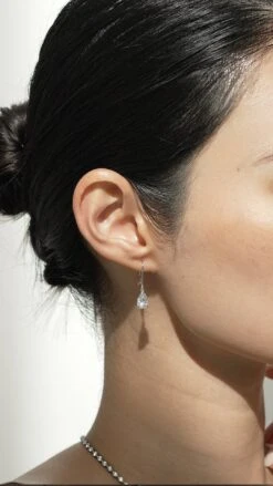 Blythe Pear Drop Earrings 9K White Gold -Lustre Jewelry Shop BLYTHE PEAR DROP EUROBACK EARRINGS LDDL99