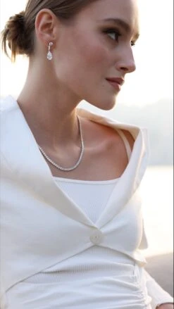 Kendall Round & Pear Drop Earrings White Gold Plated -Lustre Jewelry Shop BLYTHEEARRINGHZSXZXWXXXHH