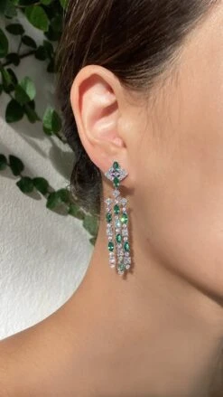 Brady Emerald Earrings White Gold Plated -Lustre Jewelry Shop BRADY EMERALD 898SJS