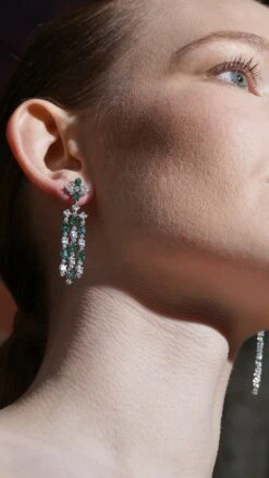 Brady Emerald Earrings White Gold Plated -Lustre Jewelry Shop BRADY EMERALD EARRINGS 90E90SLK