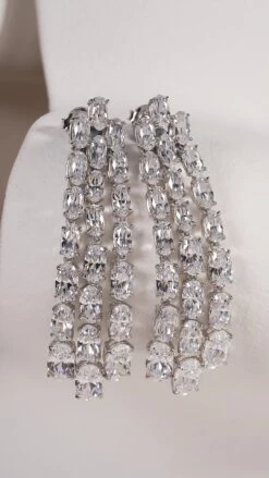 Brielle Oval Chandelier Earrings White Gold Plated -Lustre Jewelry Shop BRIELLE OVAL CHANDELIER 90DS