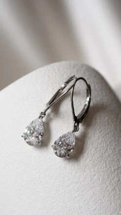 Blythe Pear Drop Earrings 9K White Gold -Lustre Jewelry Shop Blythe Pear Drop Earrings 9K White Gold 89IUI